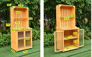 Meuble de rempotage et stockage en bois avec plan de travail galvanisé