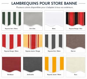 Lambrequin pour store banne 600 cm, divers coloris