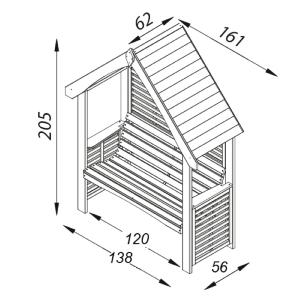 Banc de jardin-tonnelle en bois – Abri extérieur 2 places avec toit
