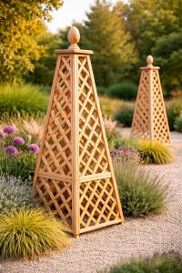 Obélisque treillage en bois de mélèze pour plantes grimpantes, 185 cm