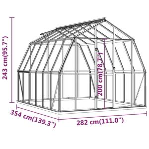 SERRE de jardin XXL, 4 dimensions de 6 à 17 m², aluminium.