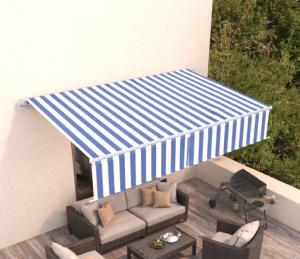 STORE BANNE 500 x 300 cm avec auvent, motorisé, éclairage LED, détecteur de vent - 5 coloris