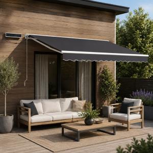 Store banne semi-coffre motorisation solaire - 450 x 300 cm
