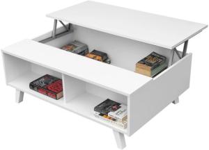 TABLE basse, 100 x 65 cm, plateau relevable, blanche, modèle THALES