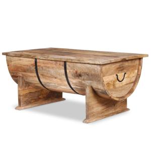 TABLE basse, demi fût en bois de manguier