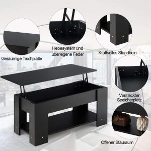 TABLE basse, 100 cm, escamotable, noir, modèle GALION