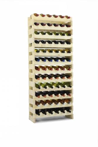 CASIER A VIN, largeur 65 cm, bois massif naturel, 72 bouteilles