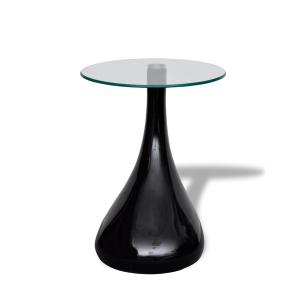 Table basse, verre trempé et fibre de verre,noir laqué