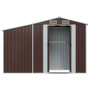 ABRI de jardin métal galvanisé marron, auvent range buches 2,57 m²