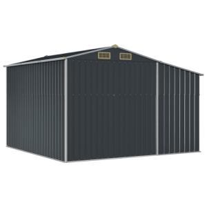 ABRI de jardin en métal galvanisé noir, auvent range bois, 4 dimensions