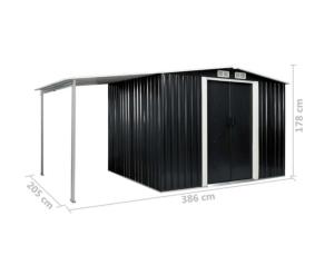 ABRI de jardin en métal galvanisé noir, 8 m²