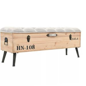 Banc, coffre de rangement bois 120 cm, vintage.