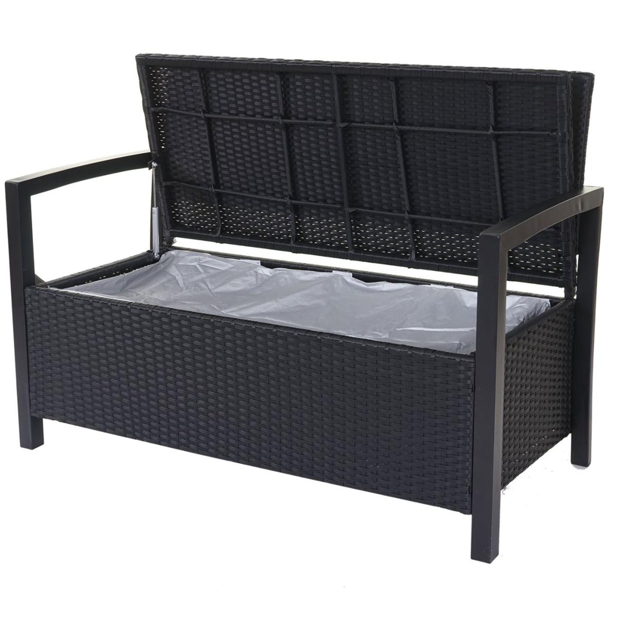 BANC de jardin en resine tressée, avec coffre de rangement