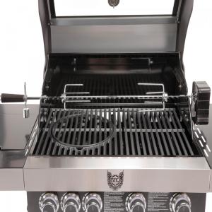 BARBECUE de luxe INOX 5 brûleurs + accessoires, rouge