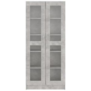 Meuble bibliothèque, vitrine, coloris gris béton, 186 cm