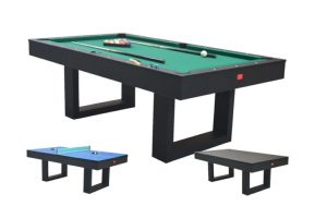Table BILLARD/ping-pong, XXL 230 cm, noir, avec plateau salle à manger.