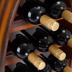 CASIER pour 17 bouteilles de vin, forme coque bateau, bois laqué