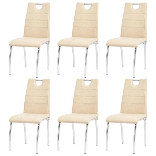 CHAISES salle à manger, similicuir beige, lot de  6