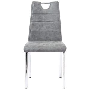 CHAISES salle à manger, similicuir gris, lot de  4