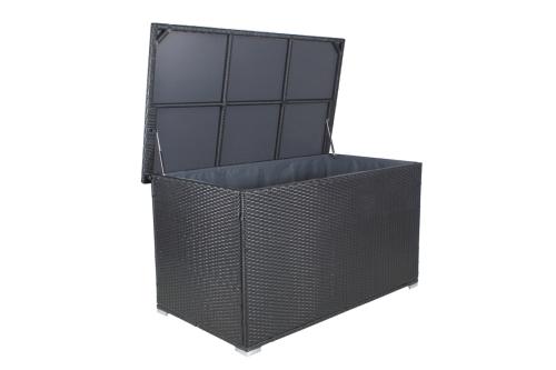 COFFRE géant en résine tressée/alu, 760 litres, noir