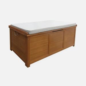 COFFRE / BANC de rangement en bois exotique, 125 cm