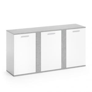 BUFFET bas gris béton - blanc, 155 cm, modèle MILAN 2