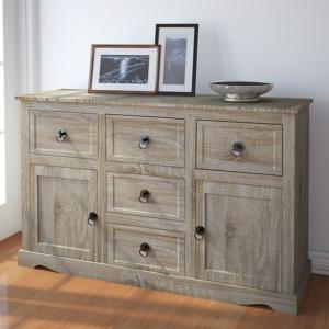 Commode bois naturel, 5 tiroirs, style campagnard