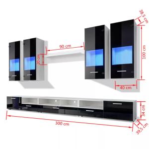 Ensemble meubles TV, XXL, 300 cm, éclairage led, MONTREAL