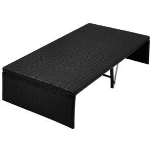 LIT canapé de jardin, 2 places modulables, résine tressée noir 