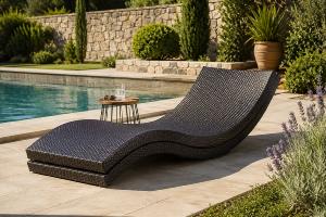 Lot de 2 bains de soleil en résine tressée chocolat – Structure aluminium