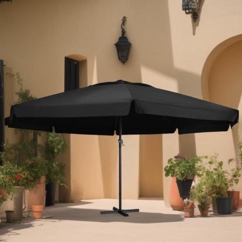 PARASOL aluminium, XXL 600 cm de diamètre, noir