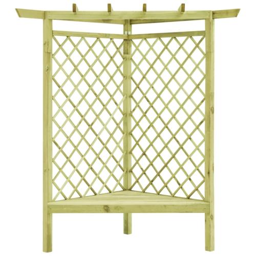 Pergola Bois De Coin Avec Bancs Et Treillis Pour Plantes