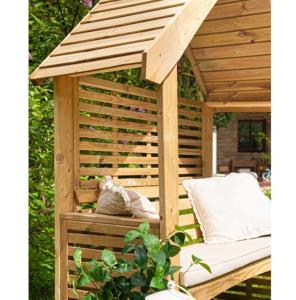 Banc de jardin-tonnelle en bois – Abri extérieur 2 places avec toit
