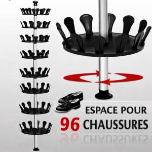 Carrousel range-chaussures vertical 48 paires – Fixation sol plafond réglable
