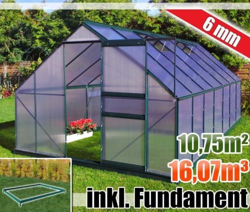 SERRE de JARDIN Haute qualité aluminium, 10.75 M², avec fondation