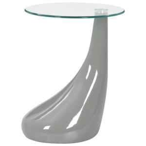 TABLE basse  en verre trempé et fibre de verre, gris brillant