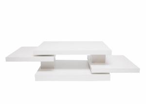 TABLE basse, plateaux pivotants, 80 à 120 cm, blanc mat