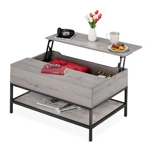 TABLE basse Grise, largeur 90 cm, plateau relevable, LOKI