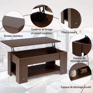 TABLE basse marron, 100 cm, plateau relevable, GALION
