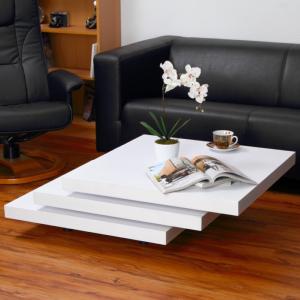 TABLE basse pivotante carrée, modèle FUSION, noir ou blanc