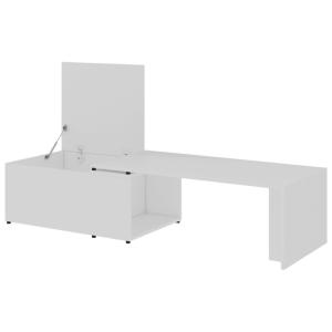 TABLE basse 150 cm, coulissante en bois, blanche