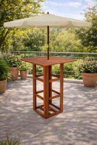 Table haute bistro-bois d’acacia – Mange-debout extérieur avec trou parasol
