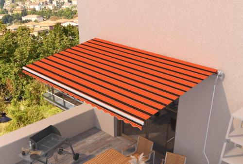 STORE BANNE 6 x 3.5 m, manuel, toile orange/marron