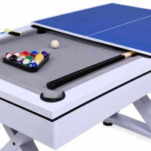 Table multi-jeux 3 en 1 blanche TRIVÉA – Billard, ping-pong et repas