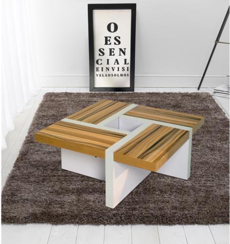 TABLE basse design, modèle OREGON, brun, support blanc
