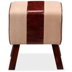 BANC, bois recouvert cuir de chèvre, 60 cm