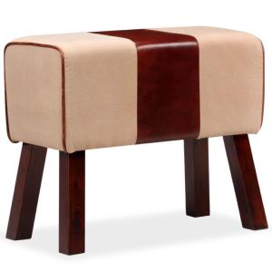 BANC, bois recouvert cuir de chèvre, 60 cm
