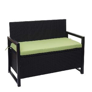 BANC avec coffre de rangement, resine tressée, Noir/vert