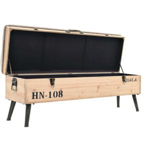 Banc, coffre de rangement bois 120 cm, vintage.