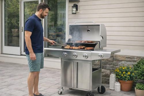 Barbecue Gaz Inox 4 Brûleurs BARUM avec Brûleur Latéral